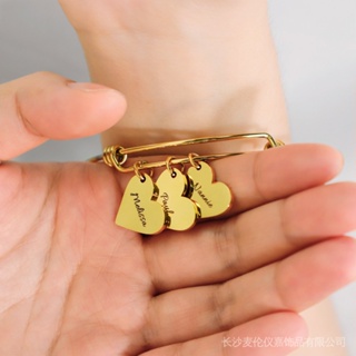 Personalizado Nome Do Coração bangle for Mothers day gift Bracelet Pulseira De Encanto Ajustável Para Mulheres em Oferta na Shopee