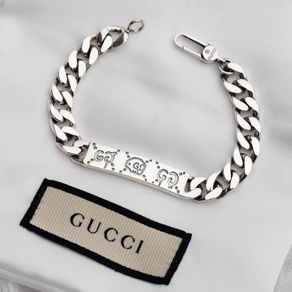 Gucci Fantasma 925 Prata Esterlina Corrente De Caveira Fashion Retro Pixie Casals Cubana Masculina E Feminina