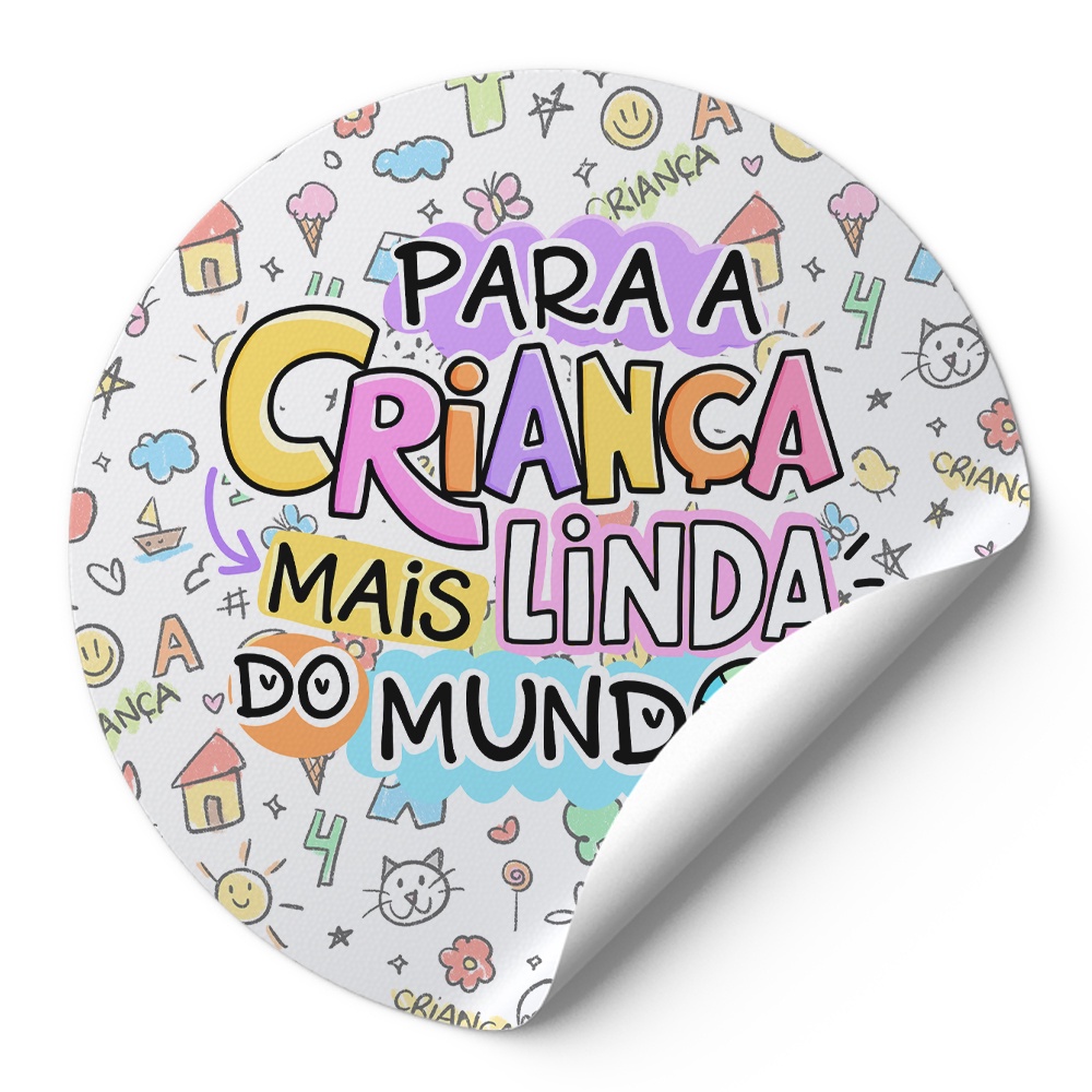 Tag Etiquetas Adesivos Embalagens Redonda Para A Criança Mais Linda Do Mundo Menina Feminino Desenhos Infantil Ad00780 em Oferta na Shopee