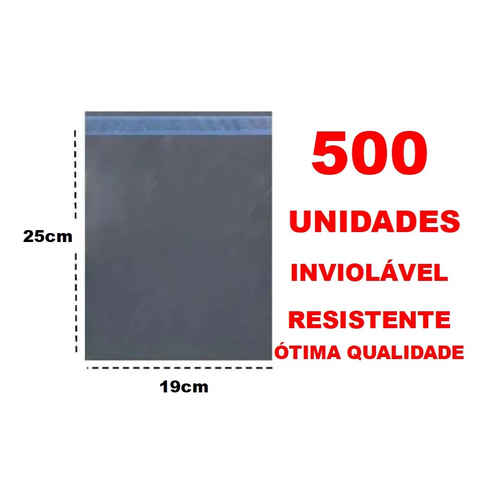 500 envelopes 19x25 cm (+3 cm aba) Plástico de segurança, Embalagem Correio em Oferta na Shopee