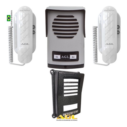 Kit Interfone 2 Pontos Agl + Protetor   (kit Interfone Para Duas Casas )