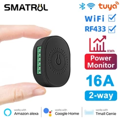 SMATRUL Monitor De Potência 16A Tuya WiFi RF433 Inteligente Sem Fio Interruptor De Luz Mini 2 Vias Módulo On Off Temporizador Disjuntor Para O Google Em Casa Alexa