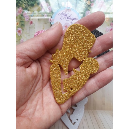 Silhueta Mãe e Bebê de 7cm em EVA Liso Aplique para Dia das Mães Decoração de Caderneta Gestante Bolo Fake Lembrancinha