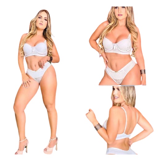 Kit 10 Conjuntos Lingerie Sutiã Com Bojo Calcinha Sexy Luxuoso Cores Variadas - ATACADO