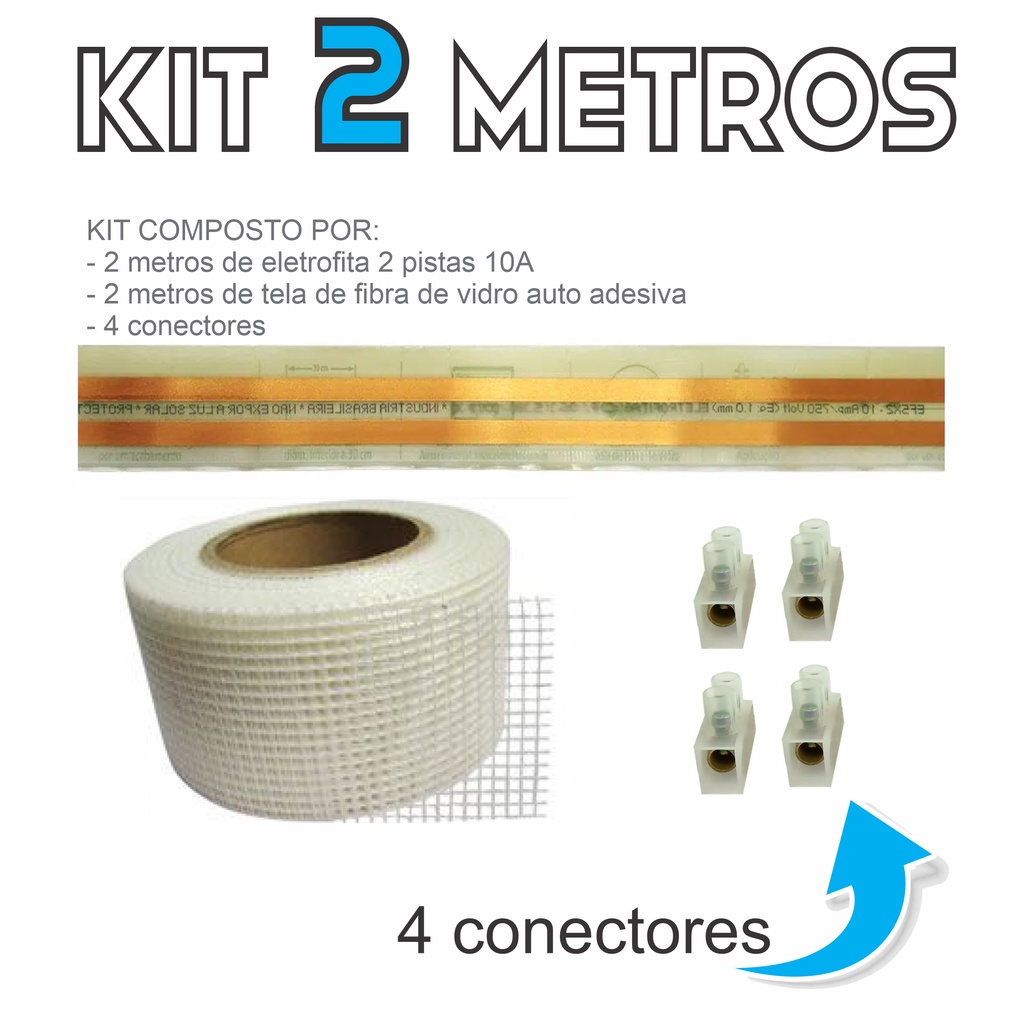 Kit Eletrofita 2 pistas 10A - 2 metros + 4 conectores