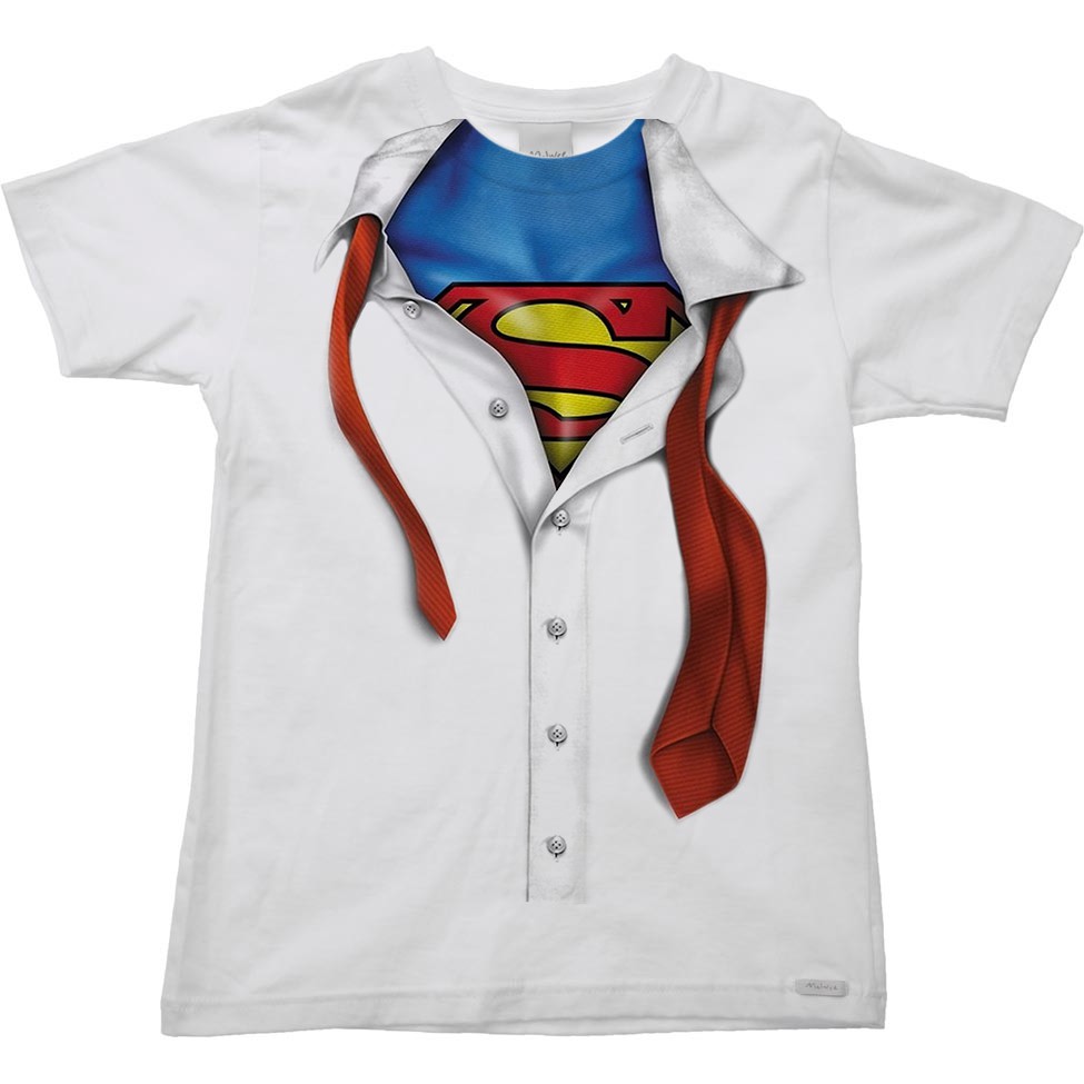 Camiseta Infantil super man Super Herói gravata Super