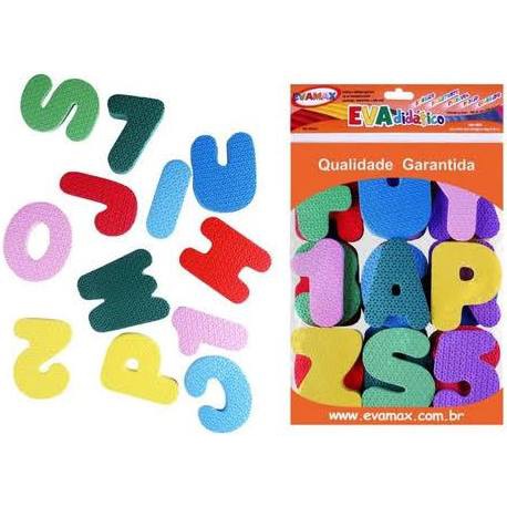 Alfanumérico EVA - 36 peças - 8 cm de altura, 5 mm espessura em Oferta na Shopee