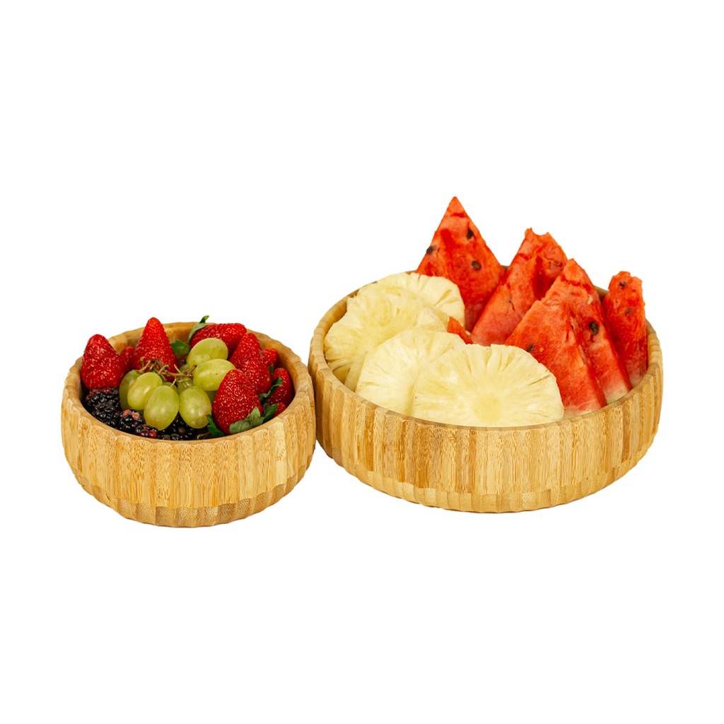 Kit 2 Bowls Canelado De Bambu - 15cm E 19cm