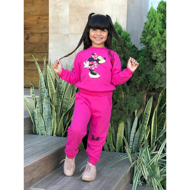 Conjunto de Moletom Flanelado Infantil Menina Quentinho Conjunto Calça e Casaco  Infantil Meninas