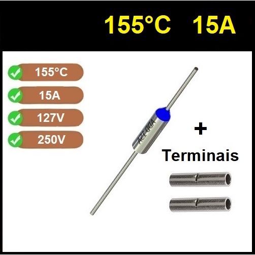3 Fusível Térmico 15A TF155 155C 155°C 155 Graus 110V 127V 220V 250V Panela Arroz Ferro Passar Uso Geral Em Eletrodomésticos