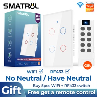 SMATRUL Interruptor Wifi/Inteligente Touch Com Controle Por APP "Smart Life" Amazon Para Parede com neutro em Oferta na Shopee