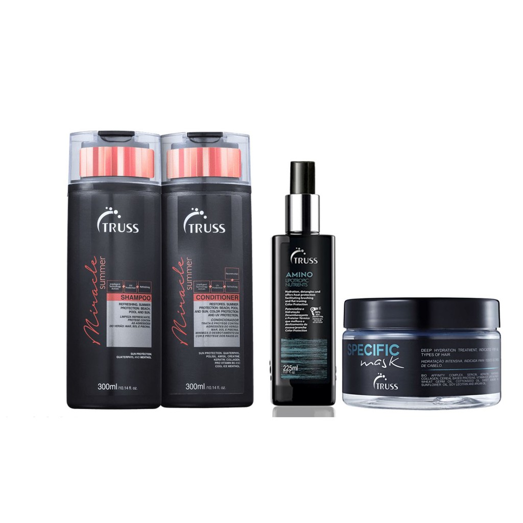 Truss Miracle Summer Shampoo e Condicionador e Amino e Máscara Specific