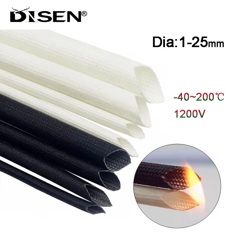 1/2/4/5metro Tubo De Fibra De Vidro Trançado De Resina De Silicone Dia 1-25mm 200 ° C Manga De Arame Resistente À Chama Isolante Protetor De Cabo em Oferta na Shopee