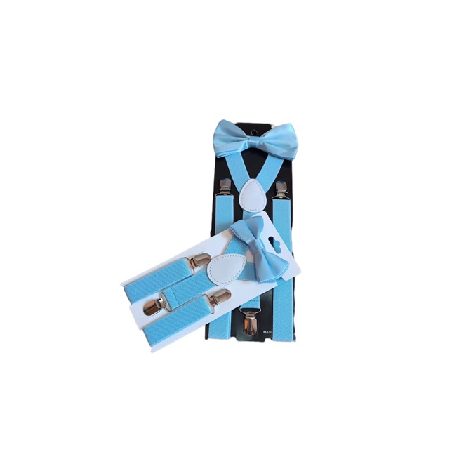 Suspensórios Kit Casamento Pai e Filho Mãe e Filha Azul Serenity