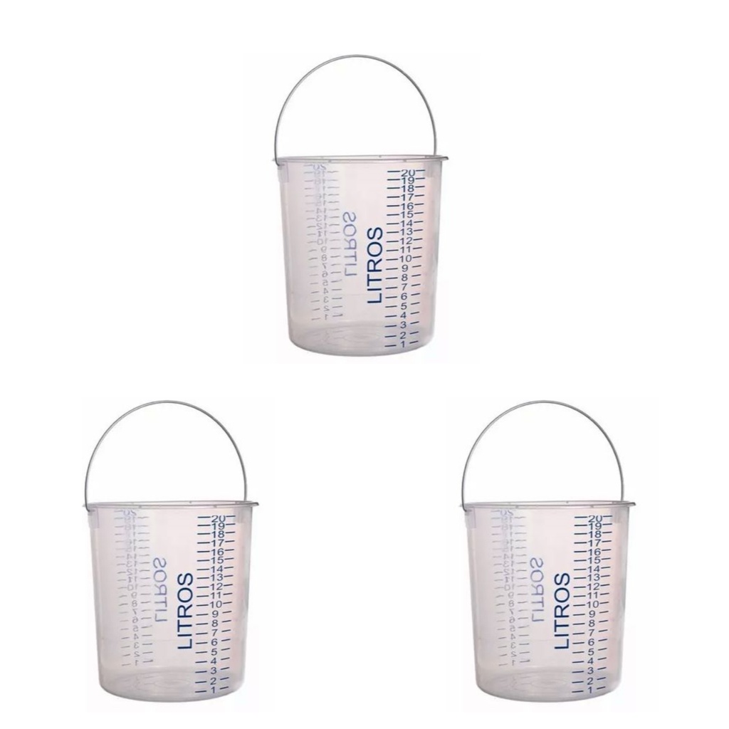 Kit 3 baldes graduados 20 litros