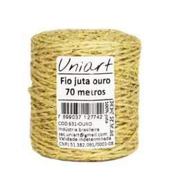 Fio de Juta Natural com Lurex Dourado Uniart 70m
