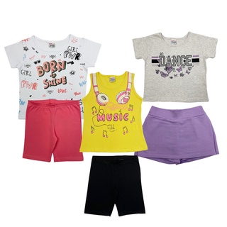 Kit 3 Conjuntos De Roupa Infantil de Menina - 6 peças