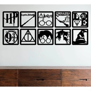 10 Quadros Harry Potter Mdf Vazados Preto Fosco em Oferta na Shopee