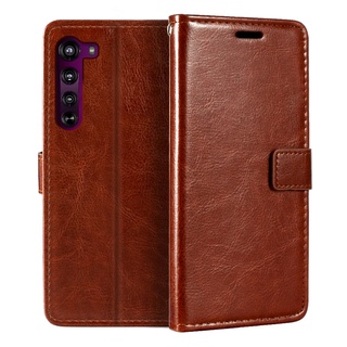 Capa Carteira Flip De Couro Pu + Burton Para Motorola Moto Edge Plus