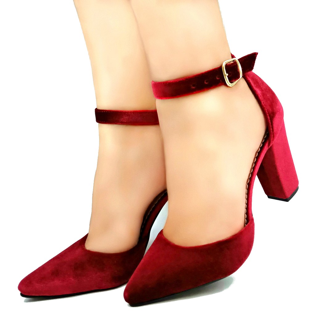 scarpin vermelho veludo
