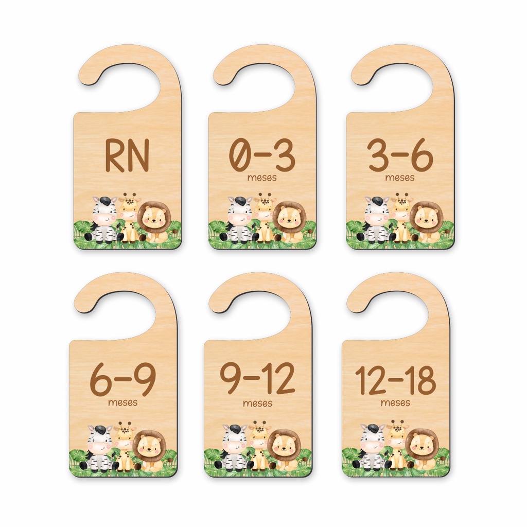 Organizador De Cabides E Separador Bebê Safari Bichinhos Mdf em Oferta na Shopee
