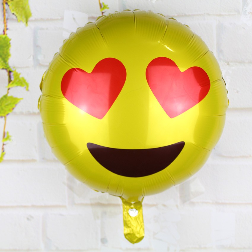 Kit 5 Balão Metalizado Dourado Prata Metálico Coração ou Emoji 45cm FLUTUA