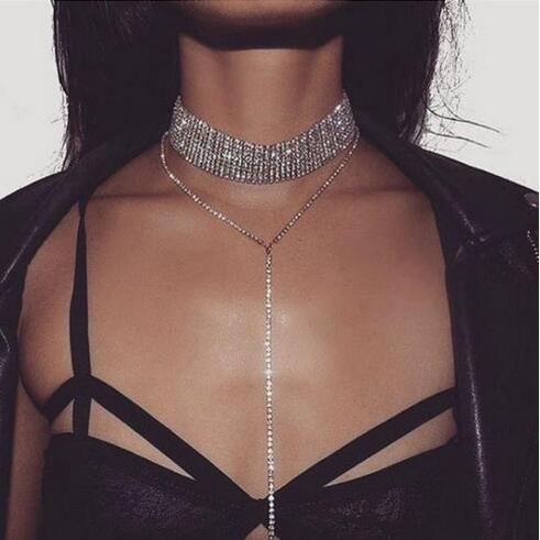 Rhinestone Choker Crystal Gem Luxury Chokers Collar Chocker Chunky Y necklace Women jewelry Accessories Gifts