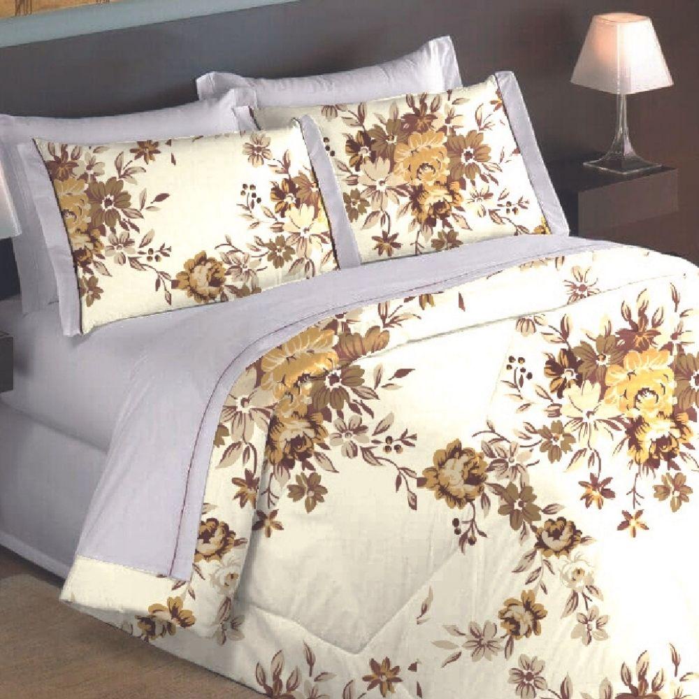 Jogo De Cama Solteiro Com Elástico 100% Algodão 200 Fios Estampado 3 Peças