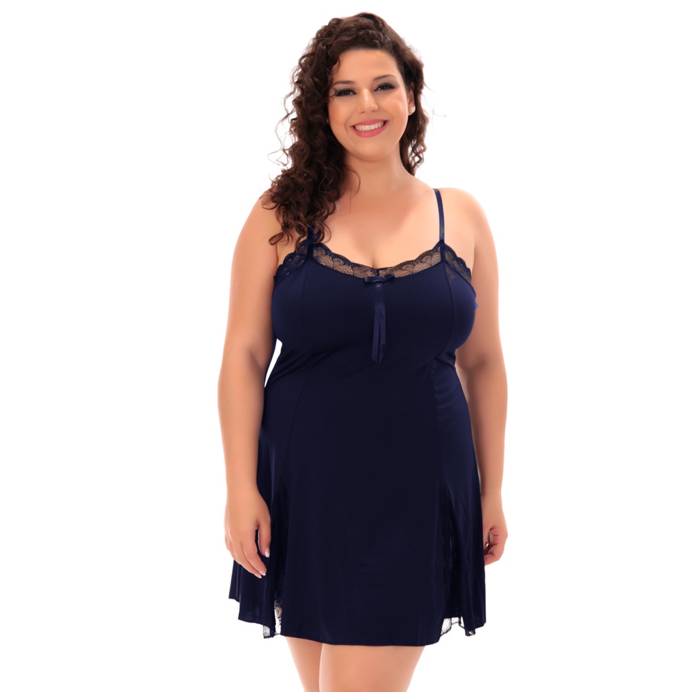 Promoção Camisola Plus Size Renda Luxo Conforto Linha Noite 828