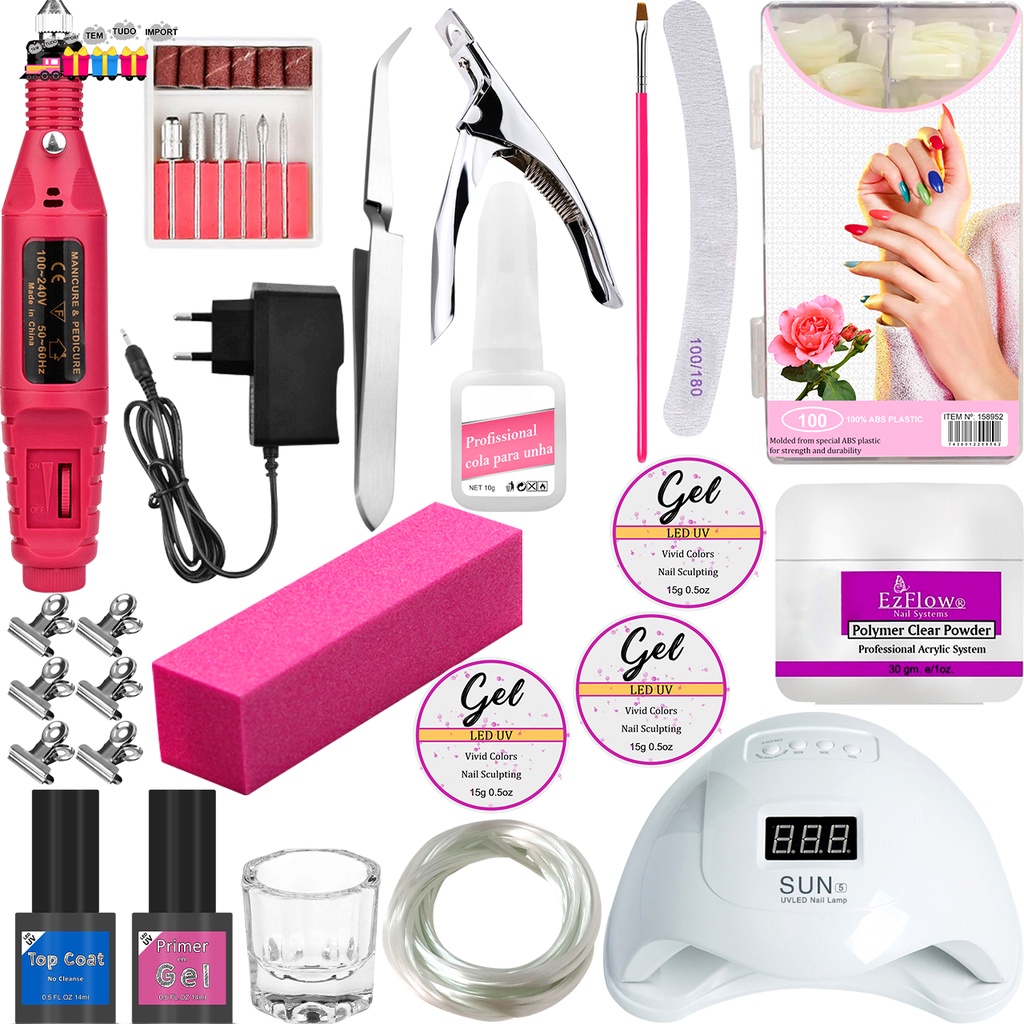 Kit Para Alongamento De Unha Gel/Acrigel/Porcelana/Fibra De Vidro ...