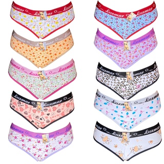 Kit 10 Calcinhas Luzmar Tanga Cós Largo Elástico Algodão Estampadas