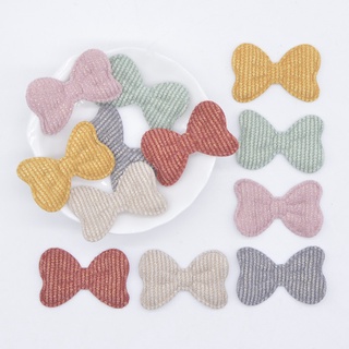 50 Pcs 38x25mm Pano Bow Tie Apliques DIY Suprimentos De Costura Headwear Decoração Patches