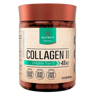 Nutrify Collagen II Colágeno Tipo II Puro e Não Hidrolisado - Sem Glúten, Sem Açúcar e Sem Lactose - 60 Cápsulas em Oferta na Shopee