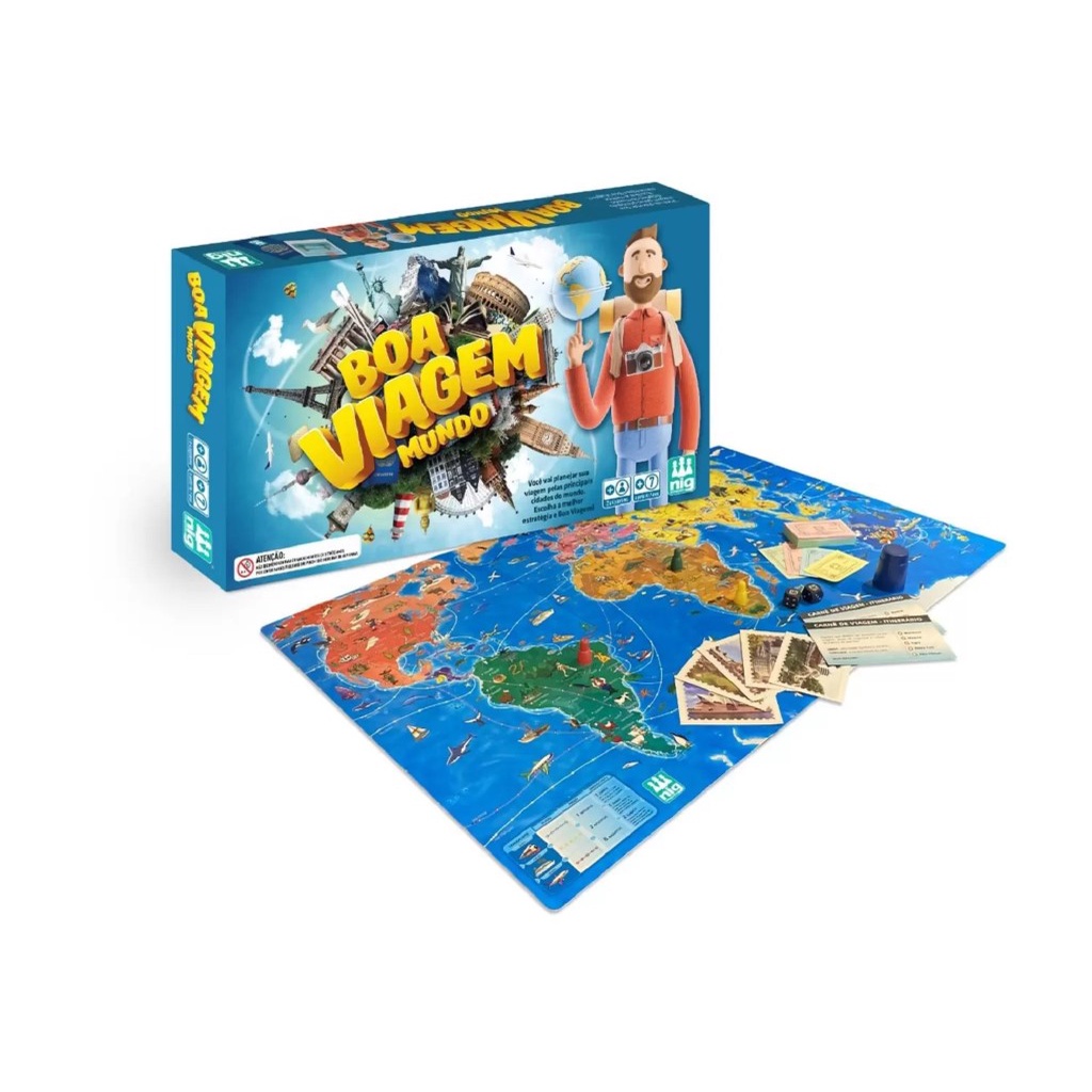 Jogo de Tabuleiro Boa Viagem Mundo 1103 - Nig em Oferta na Shopee