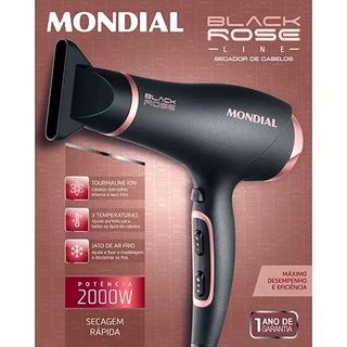 Secador de Cabelos Mondial Black Rose 2000W SC-37 220V Preto e Rosa