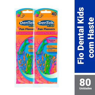 Kit Fio Dental Kids Dentek Fun Flossers 80 unidades