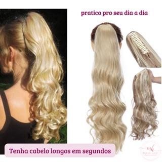 Aplique Rabo De Cavalo Orgânico Ondulado Loiro Claro 60cm em Oferta na Shopee
