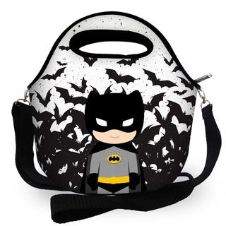 Bolsa Escolar com Alça Lancheira Térmica em Neopreme Herói Morcego Bat