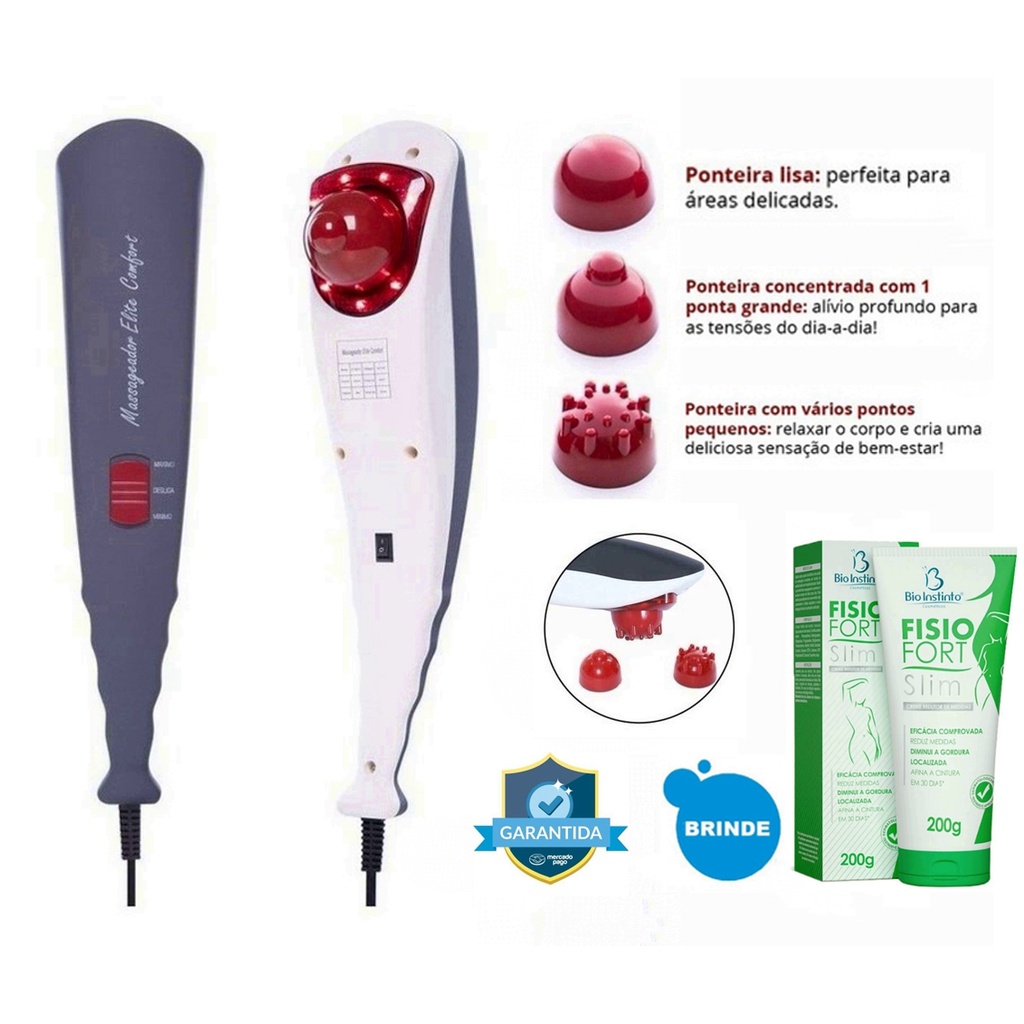 Massageador Elétrico Infravermelho Anti Celulite Elite-confort Fisiopower + Gel