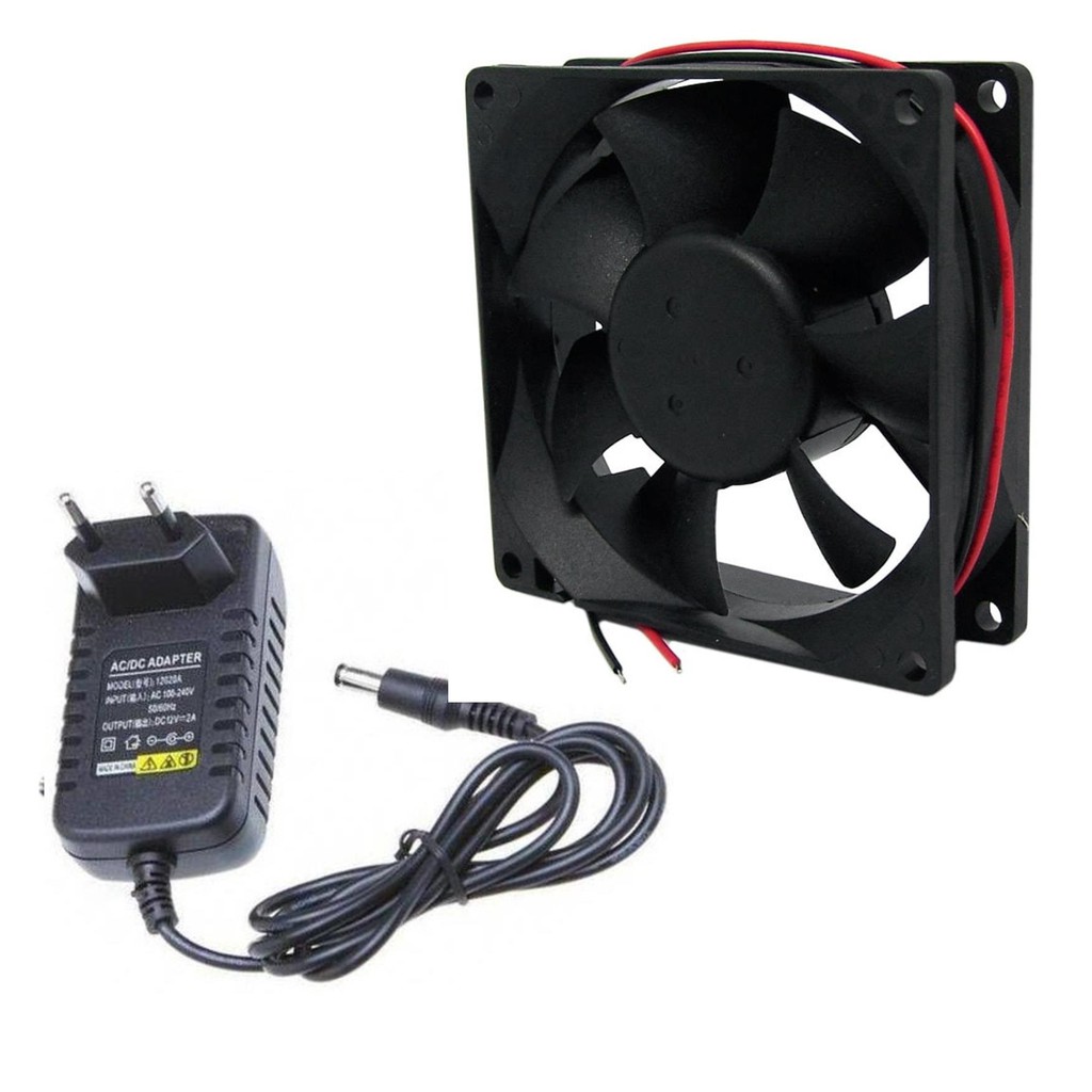 Micro Ventilador 80x80 12V Fan Cooler Ventoinha 80x80x25 12v + Fonte Bivolt em Oferta na Shopee