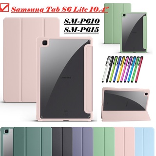 Para Samsung Galaxy Tab S6 Lite 10.4 SM-P610 P615/2022 P613 P619 Suporte PU Capa Magnética Inteligente Traseira À Prova De Choque Com Slot Caneta