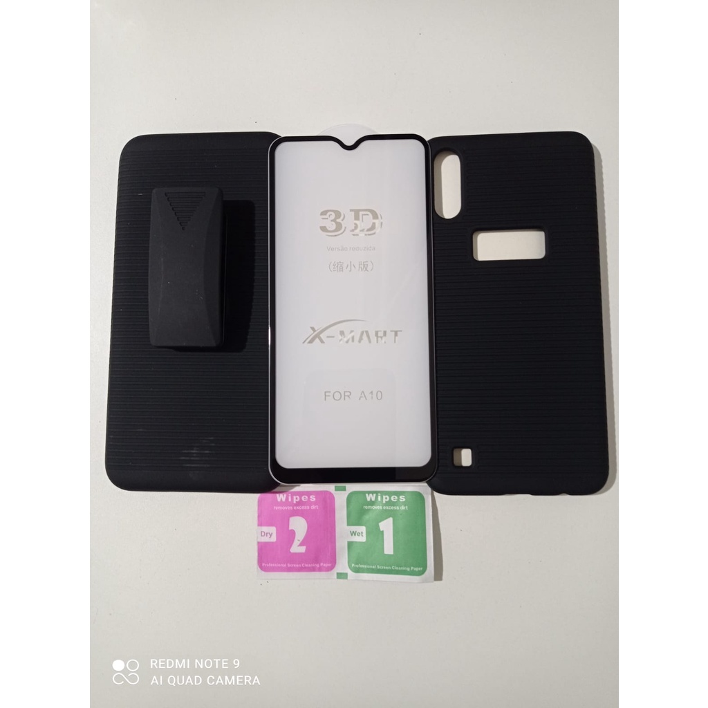 Capa  + Suporte de Cintura Samsung Galaxy A01/ A015 Core Tela 5.7  Case Cinto Belt Clip Película3d