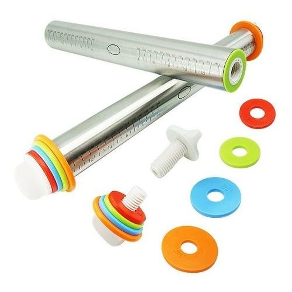 Rolo De Massa Pizza Macarrão Inox Anéis Ajustáveis E Escala