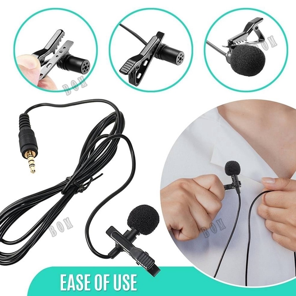 Mini Microfone de Lapela com Presilha Omnidirecional com Conector de 3,5mm