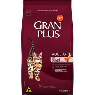 Ração Gran Plus Salmão e Arroz para Gatos Adultos 10 KG