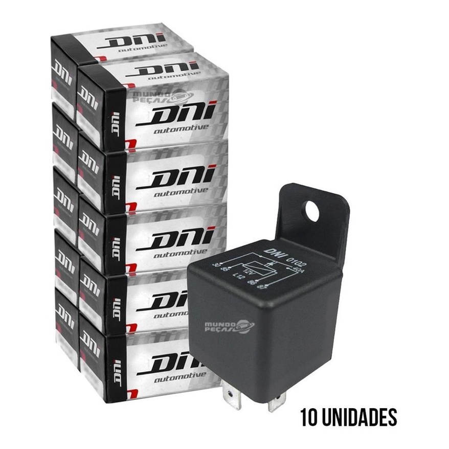 Rele Auxiliar Automotivo Dni 0102 40a 12v Universal 10 Pecas