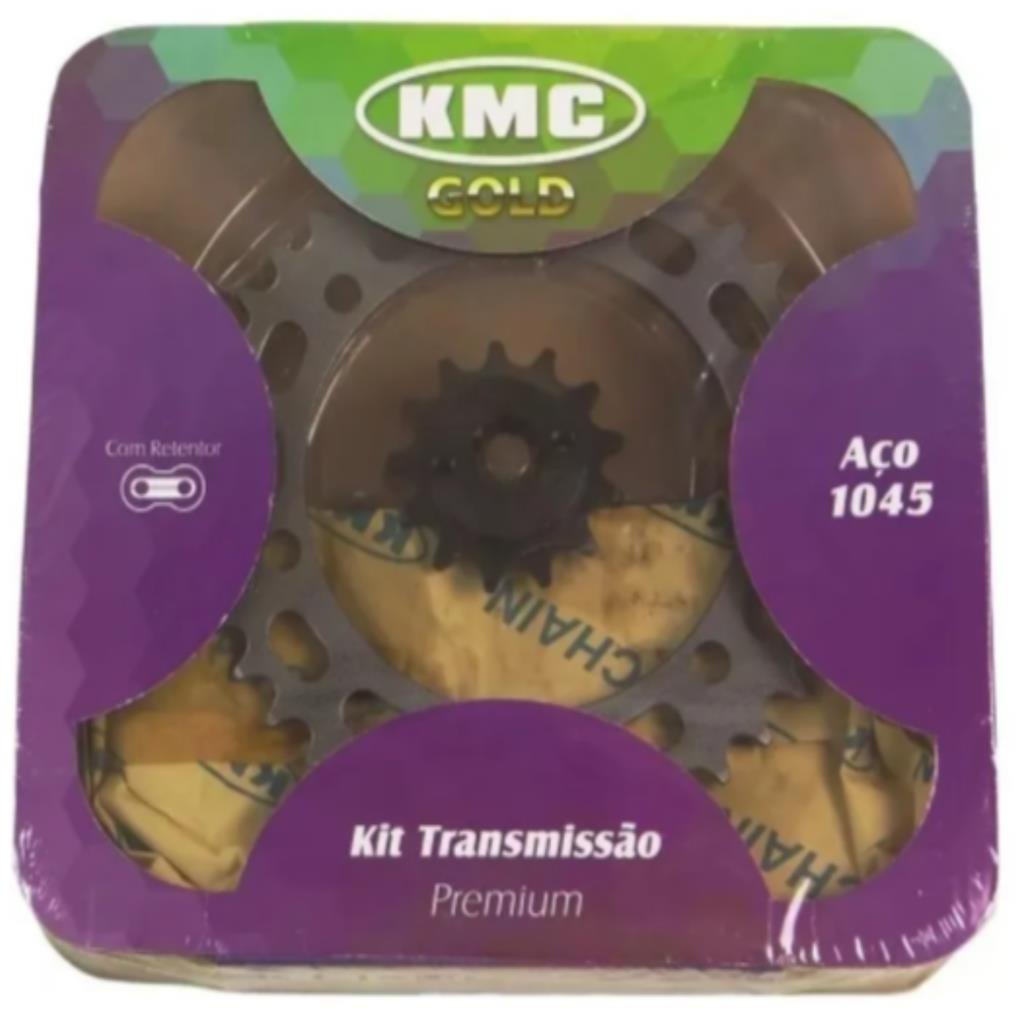 Kit Relacao Tração Transmissão Honda Nxr Bros 150 2004 2005 2006 2007 2008 2009 2010 2011 2012 2013 2014 2015 Com Retentor Original Kmc