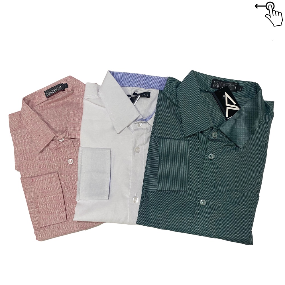 Kit 3 Camisa Social Masculina Manga Longa Cores Lisas Sortidas - Entrega Rápida
