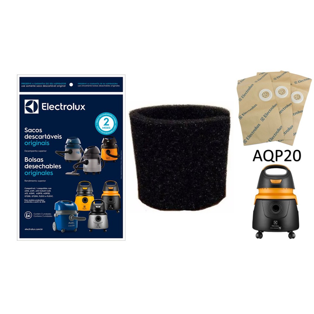 Saco Descartável + Filtro Permanente Espuma Aspirador De Pó Electrolux Aqp10 E Aqp20 (aqua Power)