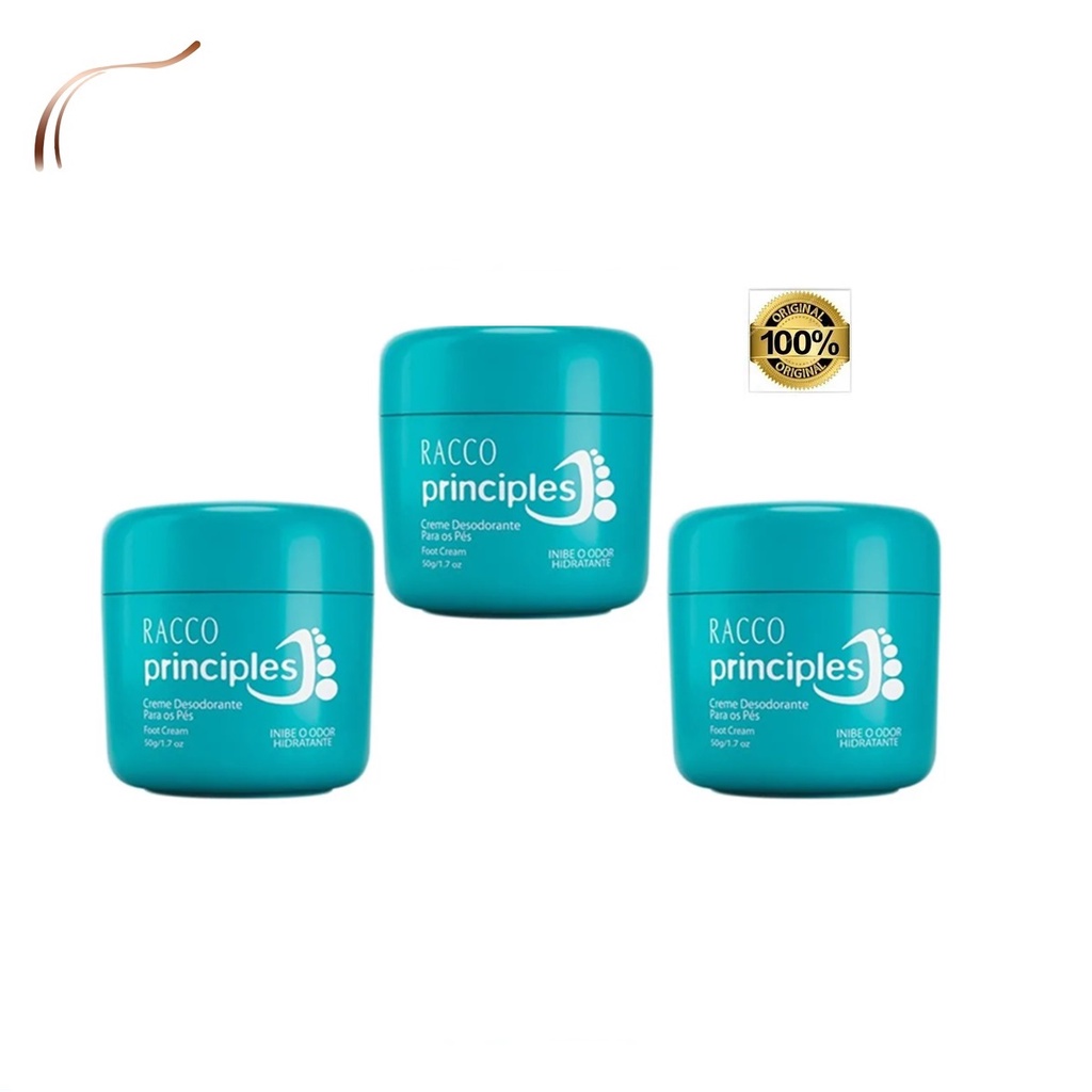 Kit 3 Creme Desodorante Para Pés Principles Racco 50g Cada